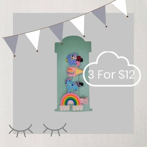 3 for $12 4pc Children Hairclips - Picture 1 of 1